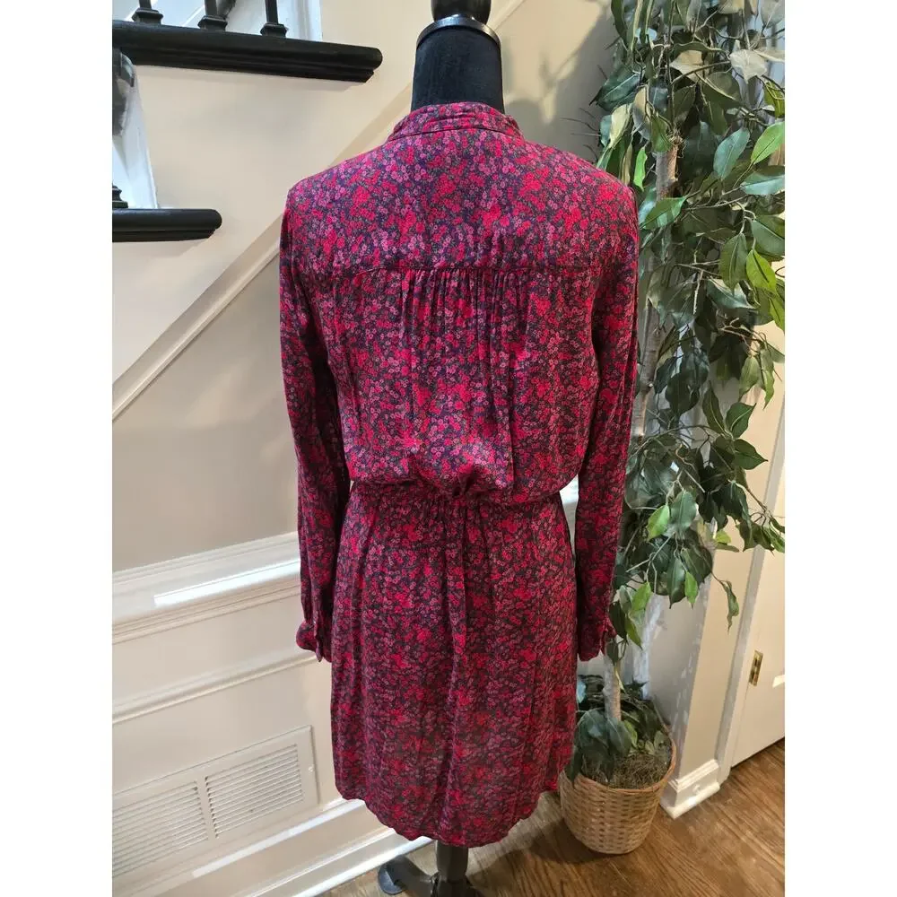 H&M Floral Shirt Dress Women's Size 10 Multicolor Collard Long Sleeves - Picture 8 of 14